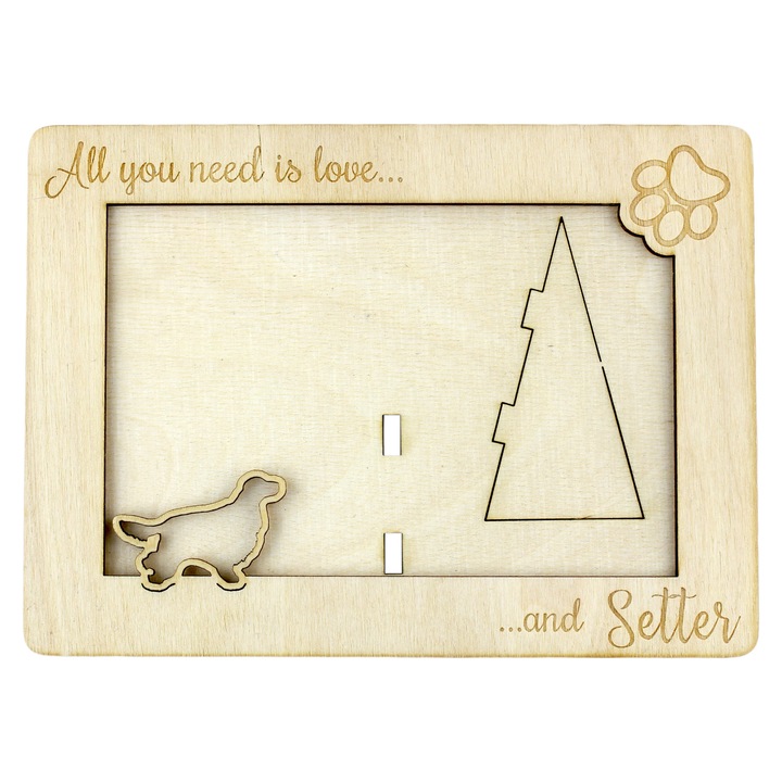 Rama foto personalizata din placaj de mesteacan, Art-Dog, 18.5x13.5cm, pentru fotografie 10x15cm, cu gravura pentru iubitorii de caini