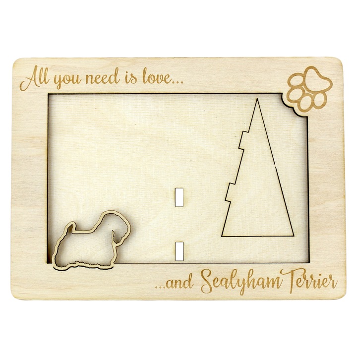 Rama foto personalizata din placaj de mesteacan, Art-Dog, 18.5x13.5cm, pentru fotografie 10x15cm, cu gravura pentru iubitorii de caini