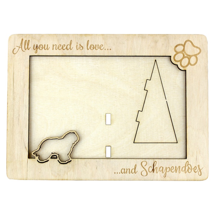 Rama foto personalizata, Art-Dog, 18.5x13.5cm, din placaj de mesteacan, pentru fotografie 10x15cm