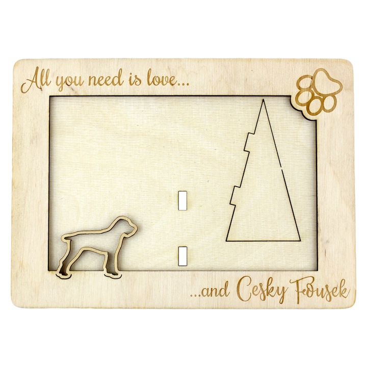 Rama foto din lemn gravata, Art-Dog, 18.5x13.5cm, personalizabila, pentru fotografie 10x15cm