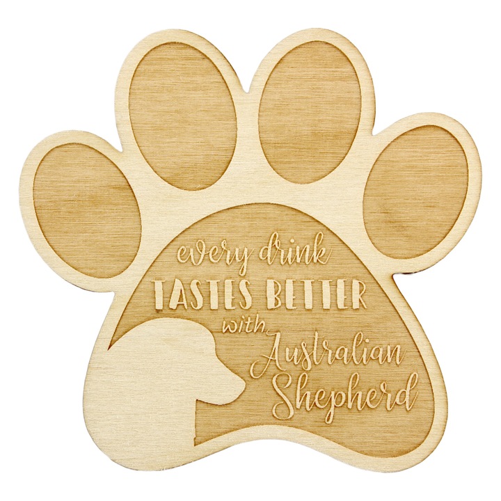 Suport bauturi, Art-Dog, Australian Shepherd, personalizabil, 10x9,5cm