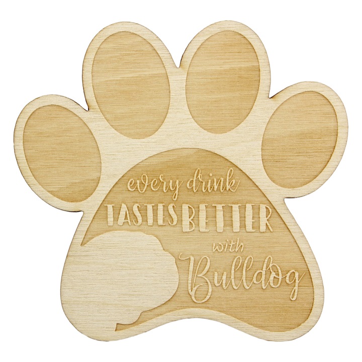 Suport bauturi, Art-Dog, Bulldog, personalizabil, 10x9,5cm