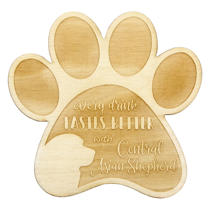 Suport bauturi personalizat, Art-Dog, 10x9,5cm, din placaj de mesteacan, cu gravura caine