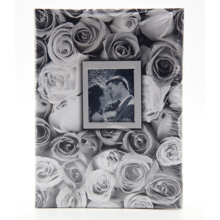 Фотоалбум за 100 Снимки 10x15 см, РОЗИ, черно-бял, класически с джоб