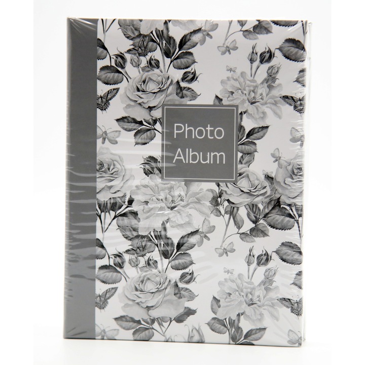 Album Foto pentru 100 Poze 10x15 cm, FLORAL, AlbNegru, clasic cu buzunar