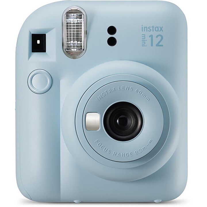 Фотоапарат за моментни снимки Fujifilm Instax Mini 12 Пастелно синьо + Чанта, Албум, Цветни рамки, Филм 1x10