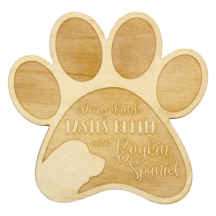 Suport bauturi personalizat, Art-Dog, 10x9,5cm, din placaj de mesteacan, cu gravura caine