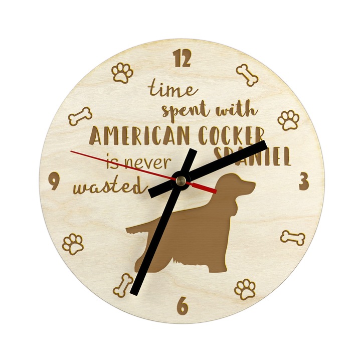 Dekoratív Art-Dog óra, 30 cm, nyírfa rétegelt lemezből, gravírozási lehetőséggel, szerelőkészlettel, kutyabarátoknak