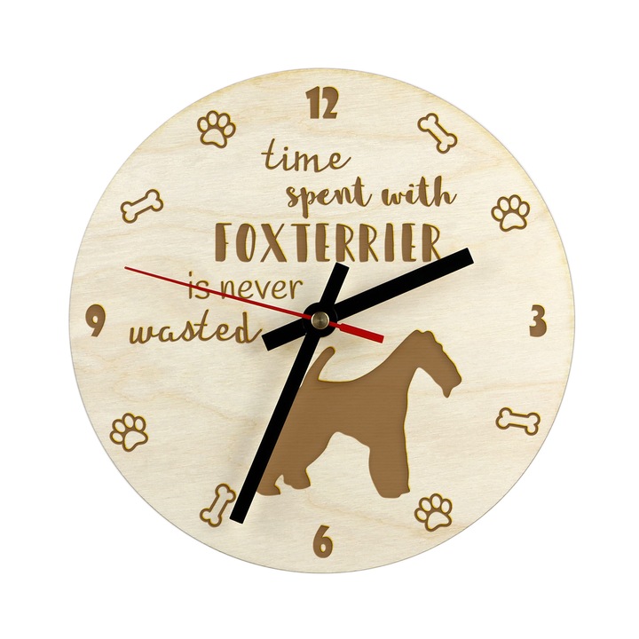 Ceas decorativ din placaj de mesteacan, Art-Dog, personalizat, cu silueta cainelui, 20cm, set de asamblare