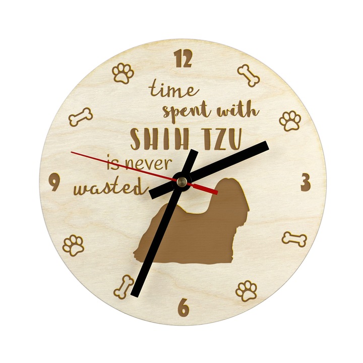 Dekoratív faóra gravírozással, Art-Dog, személyre szabott, 20cm, kutyabarátoknak