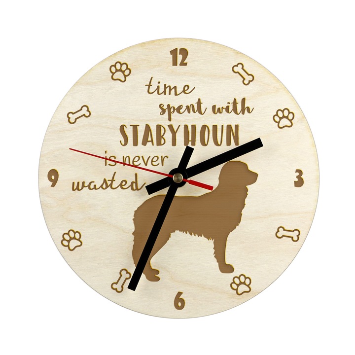 Dekoratív falióra Art-Dog, kutya mintával, 30cm, nyír rétegelt lemezből, felszerelő készlet