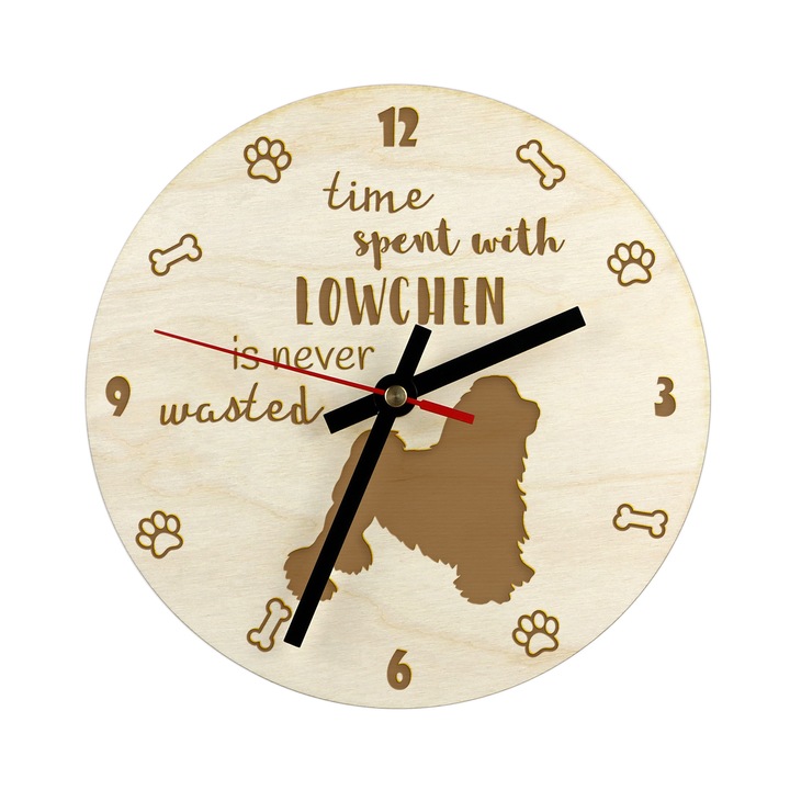 Art-Dog dekoratív óra, 30 cm, nyírfa rétegelt lemezből, kutyája nevével személyre szabható, szerelési készlet mellékelve