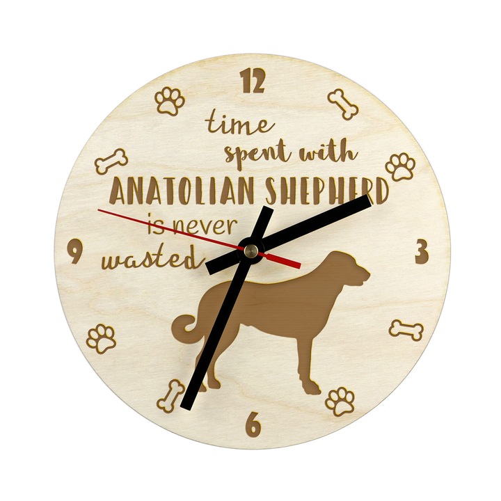 Gravírozott díszóra, Art-Dog, kutyafajta mintával, fa, bézs