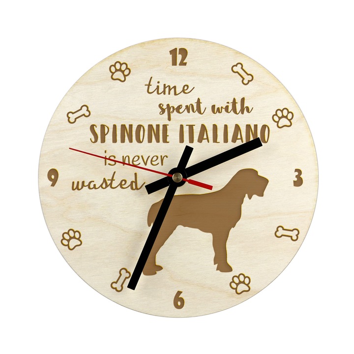 Art-Dog dekoratív falióra kutyával, 30cm, nyírfa rétegelt lemezből, szerelőkészlettel, kutyabarátoknak