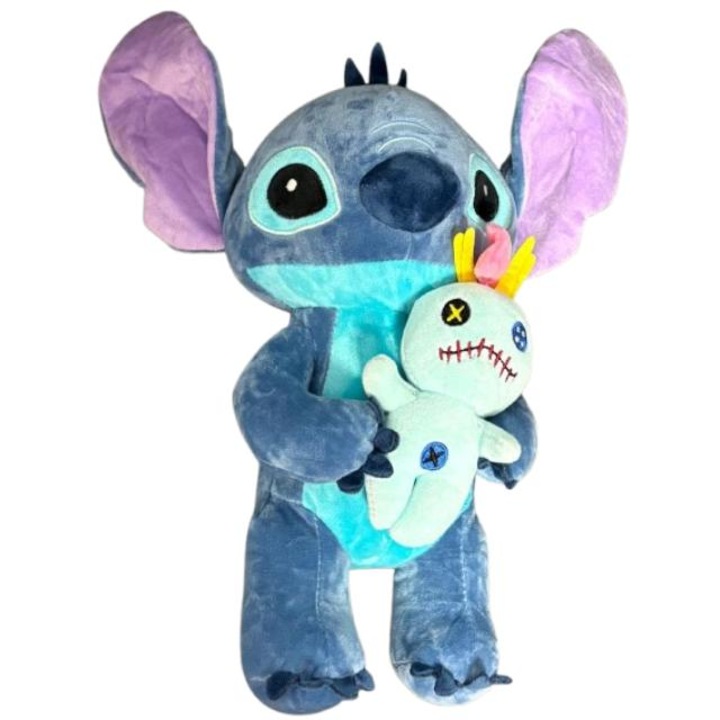 Stitch plüssjáték, babával, a Lilo és Stitch rajzfilm kedvenc szereplője, kék, 40cm