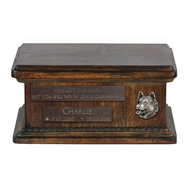 Urna peste pentru prochii de caine, Art-Dog, Alaskan Malamute, personalizata cu gravura, 21x29x11cm