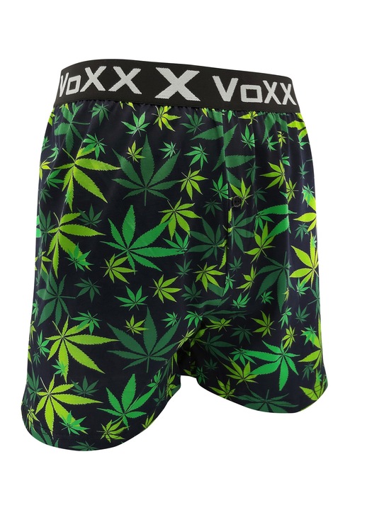 Boxeri barbatesti VoXX, negru/verde, bumbac 100%, croiala lejera, banda elastica lata