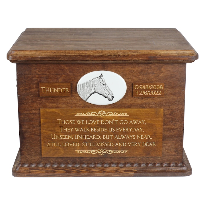 Urna pentru cenusa, Art-Dog, 40x30x28cm, din lemn de mesteacan, cu manere din bronz