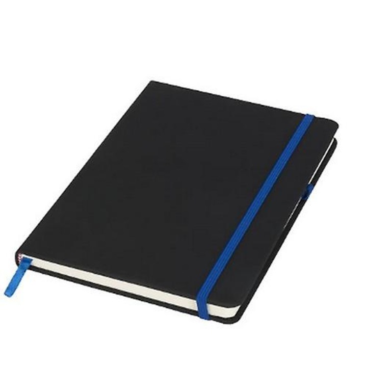 Caiet mediu, solid, negru/albastru, 96 foi, hartie crem, 21x14cm