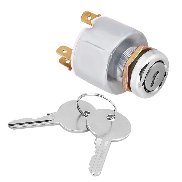 Comutator de pornire/oprire auto 12V, 3 pozitii, cu 2 chei, 19mm