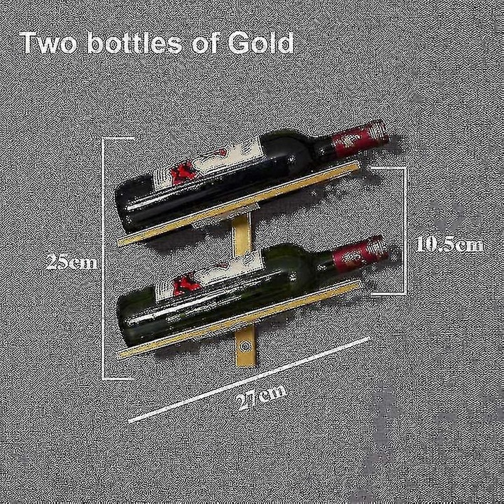 Suport pentru vin din fier, 2 straturi, negru/oro/bronz, set