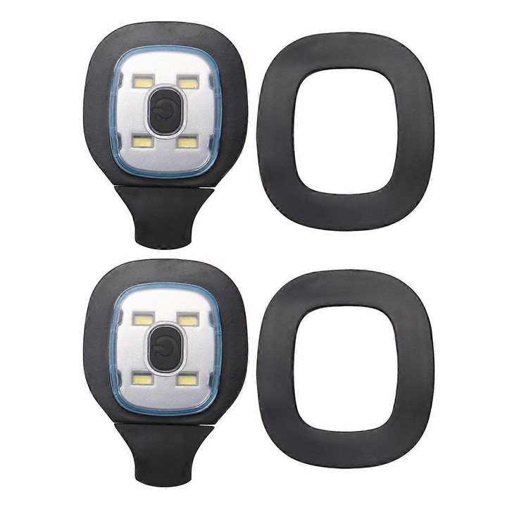 Set 2 Lampi LED Reincarcabile pentru Caciuli, Negru, Usor de Instalare
