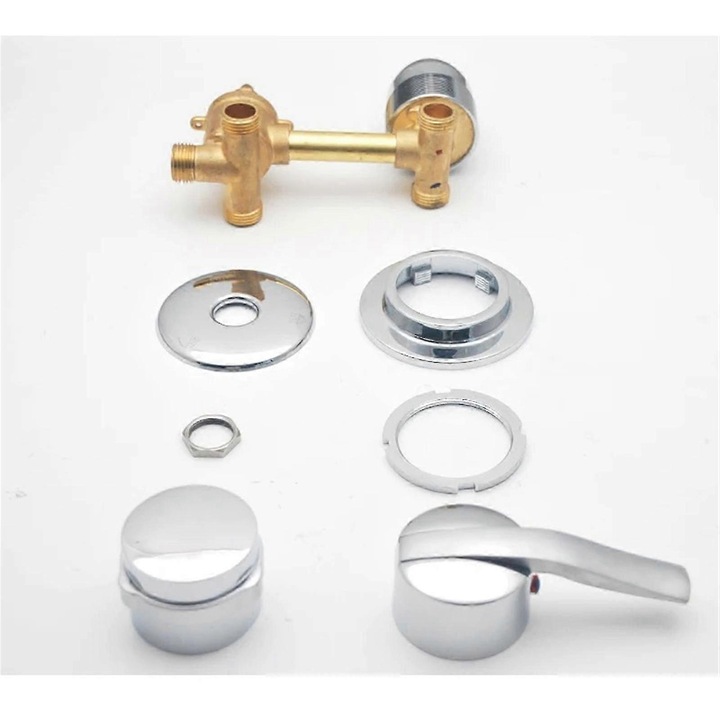 Baterie sanitara pentru dus, cu robinet de amestec, control manual al temperaturii, culoare metalica, dimensiune 12-12.5cm