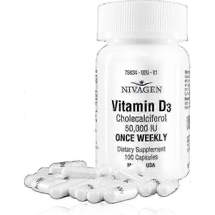 Vitamina D3, 50000 IU, capsule, 100 bucati