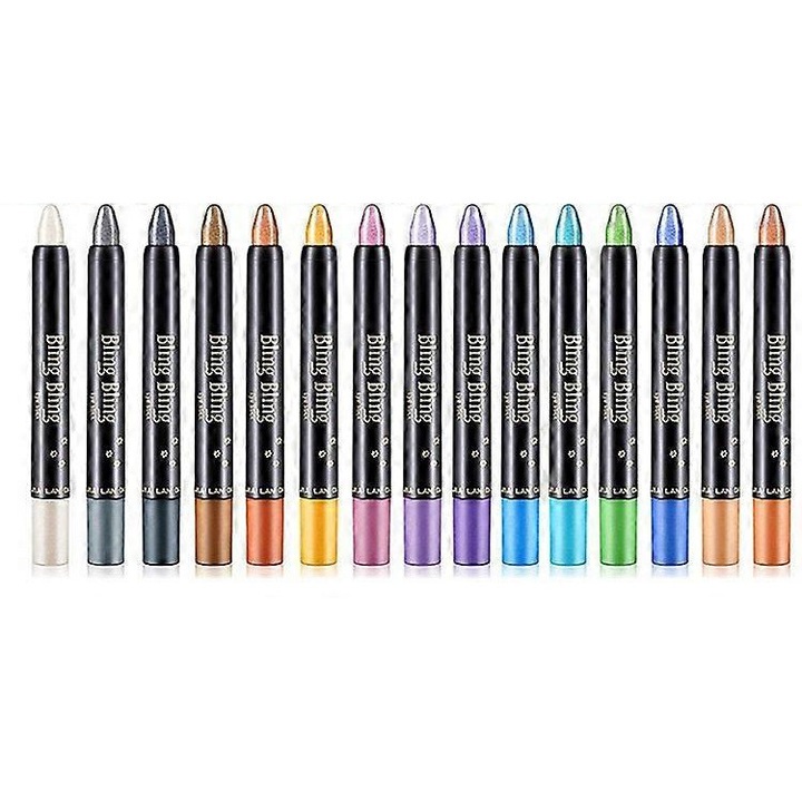 Set de 15 farduri de pleoape crem, mate si stralucitoare, waterproof, multicolor