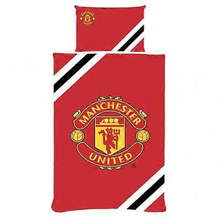 Manchester United Fc paplanhuzat szett, csíkos dizájn, megfordítható, 200x135cm