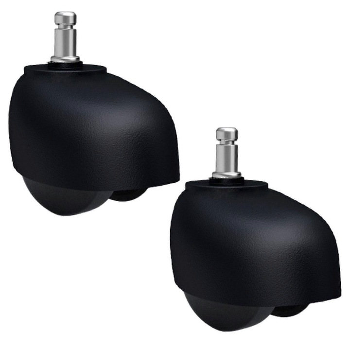 Set 2 roti de schimb pentru scaune de birou, 10mm, 62x50x69mm, mobilitate pe diverse suprafete