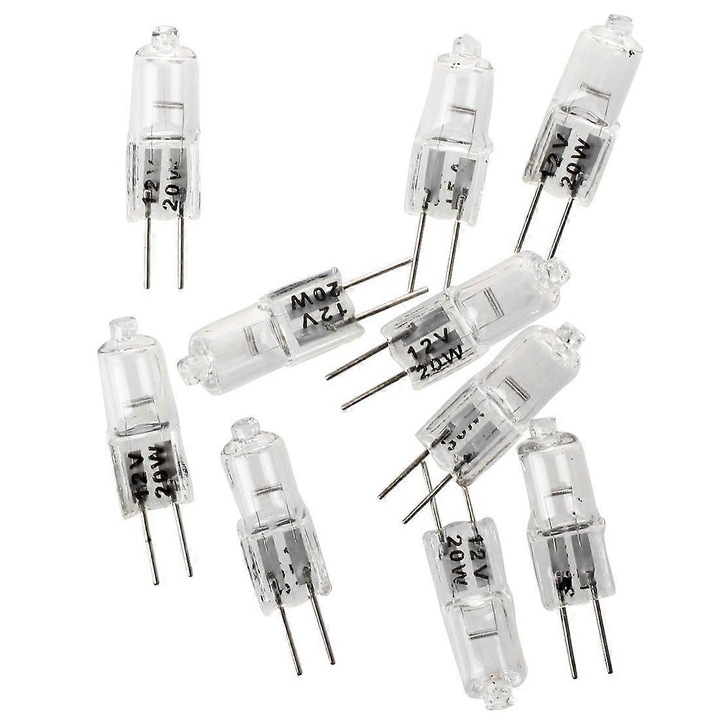 Set 10 becuri halogen G4, 20W, alb cald, dimabil, 3.3x0.8cm