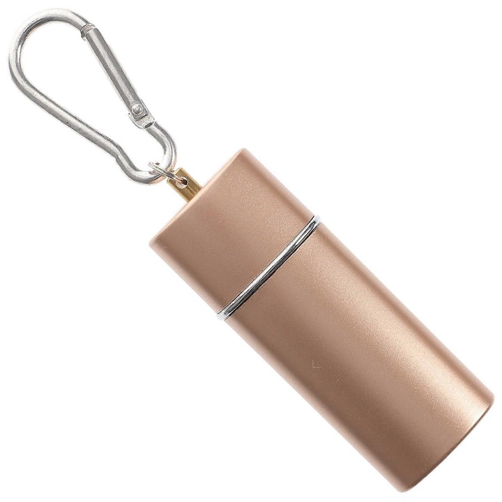 Scrumiera portabila metalica cu breloc, aurie, 8.50x3.20x1.70cm