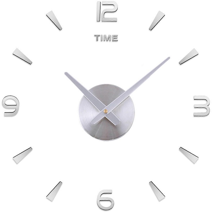 Dekoratív óra 40cm, kreatív design, ezüst, 1 óra