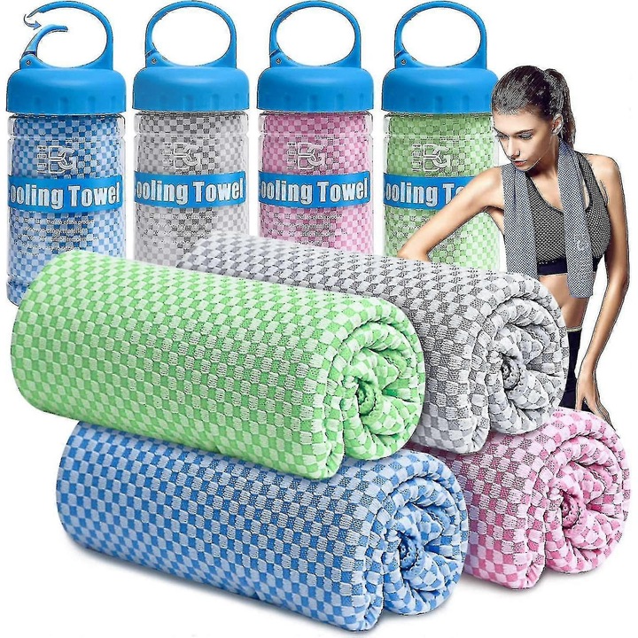 Set 4 prosoape racoritoare, 40x12", roz, pentru gat si fata