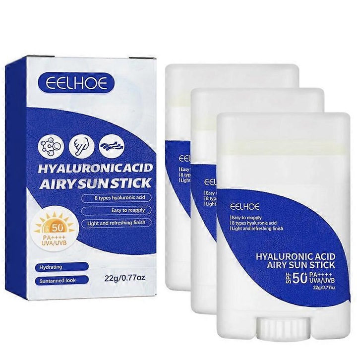Set 3 stick-uri cu protectie solara SPF50+ Hyaluronic Acid, 22g