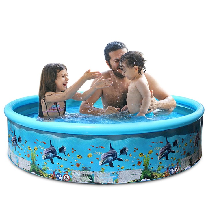 Piscina portabila pliabila, 155x30cm, capacitate 435L, culoare albastra