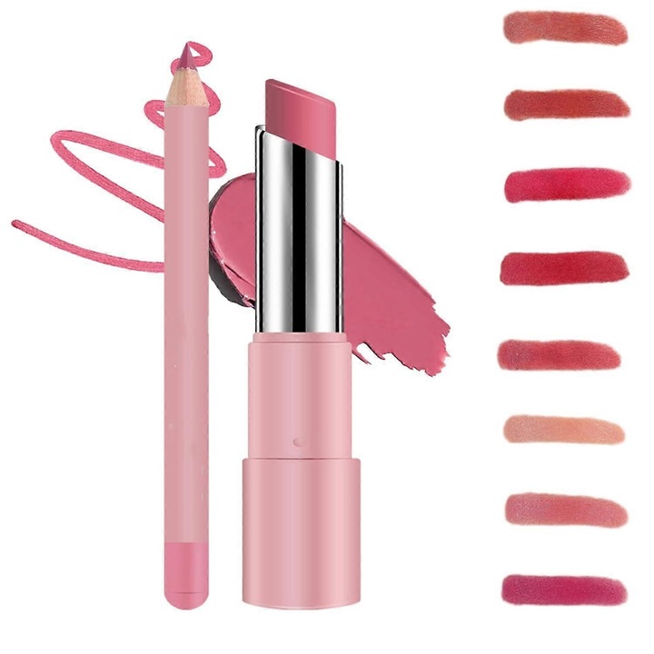 Set ruj si creion de buze, Lifter Glaze Oil Balm, non-aderent, rezistent la apa, culoare 07