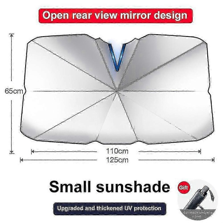 Parasolar auto Moyidea, set 2 modele, argintiu, dimensiuni mari 140x126x80cm si mici 125x110x65cm