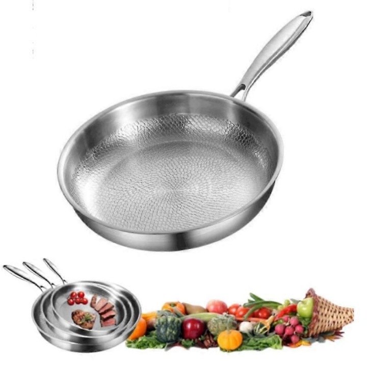 Tigaie din titan, 26cm, ultra-durabilă, rezistentă la zgârieturi, set fără capac