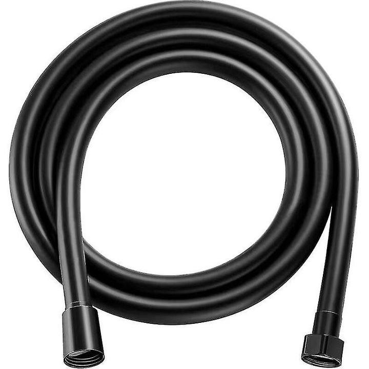 Hose de dus PVC, 3m, negru, rezistent la presiune, anti-intors, set pentru toate capetele de dus