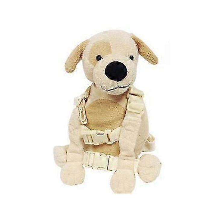 Ham de siguranta pentru copii cu rucsac, design Caine Galben, capacitate 20kg, ajustabil