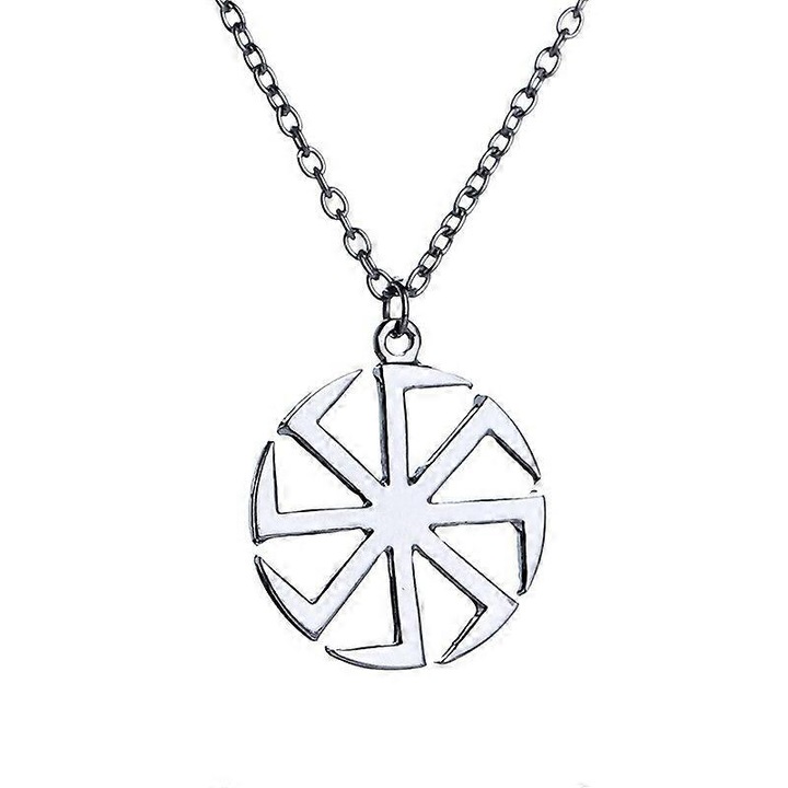 Pandantiv Kolovrat, bijuterii etnice, amulet, argintie si aurie, set pentru barbati si femei