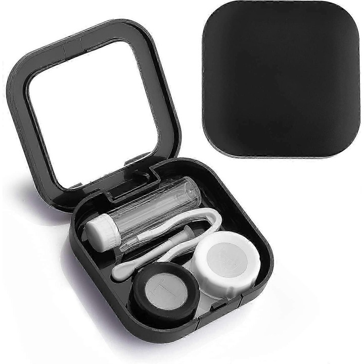 Set cutii de transport pentru lentile de contact cu oglinda, design L/R, usor si portabil