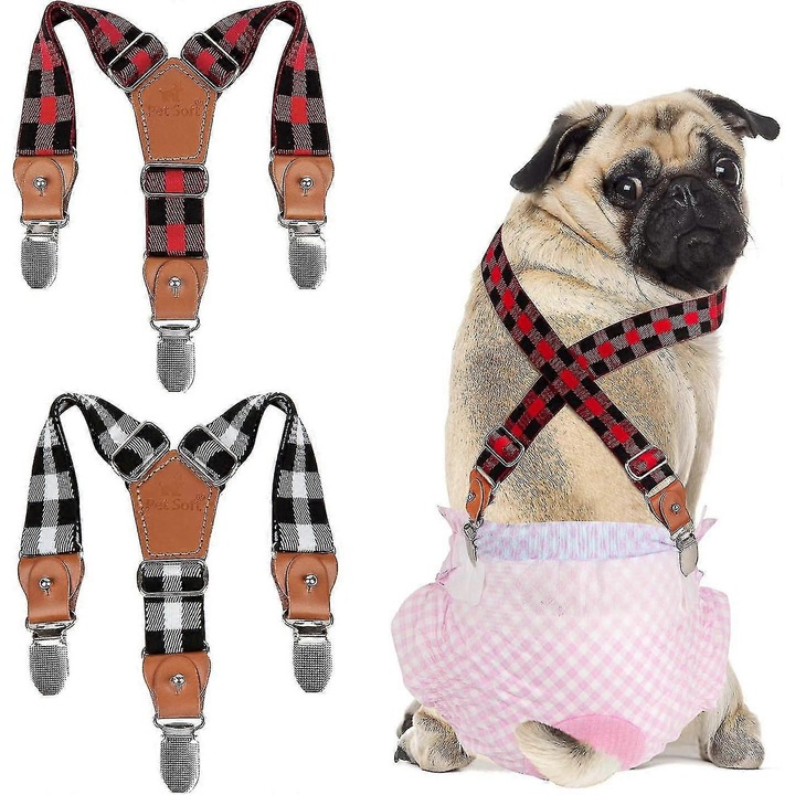 Bretele ajustabile pentru scutece caini, set de 2, XS/S, elastic, pentru femele