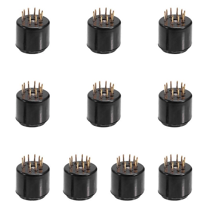 Set 10 adaptoare, 9 pini pentru tuburi, negru