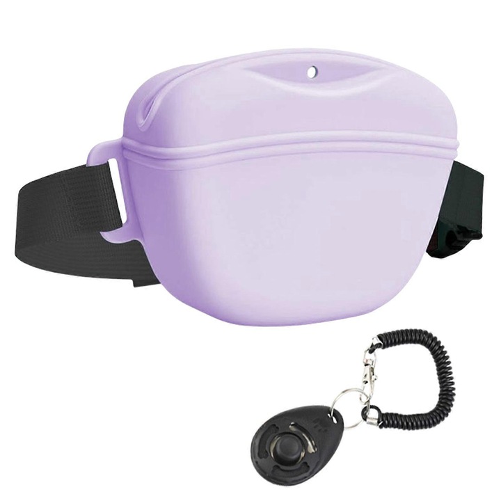 Geanta pentru recompense caini, impermeabil, violet, cu clichet si curea ajustabila