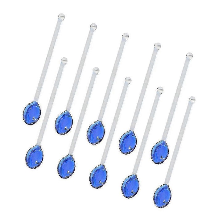 Set 10 Lingurite din Sticla, Design Modern, 13.5x2.4cm, albastru
