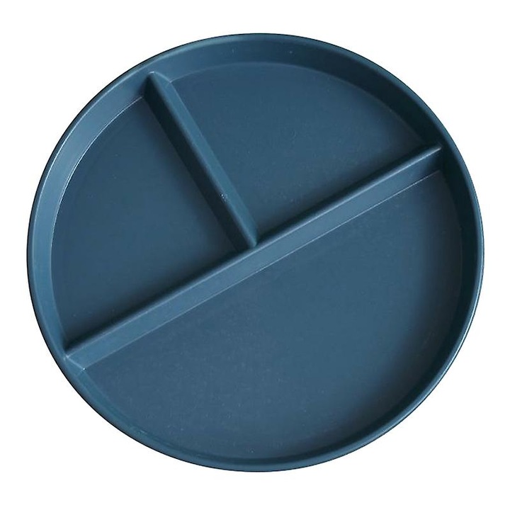 Разделена чиния 23см, 3 отделения, материал от пшенична слама, тъмносин