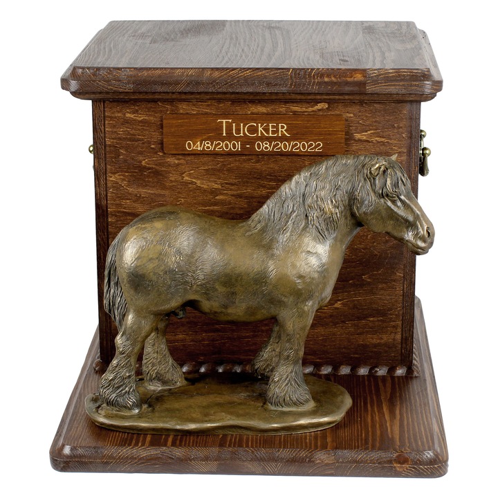 Urna pentru cal cu statueta, personalizata, Art-Dog, 30x26x28cm, lemn de mesteacan